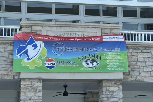 Photo of Salzman International Scouting America event banner.